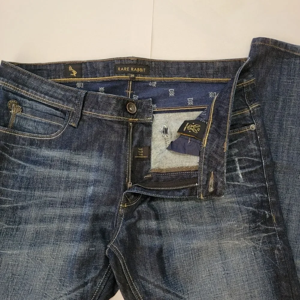 Rare Rabbit RR Be Rare MMXIV Skinny Straight Leg Dark Wash Jeans Mens 34 NWOT